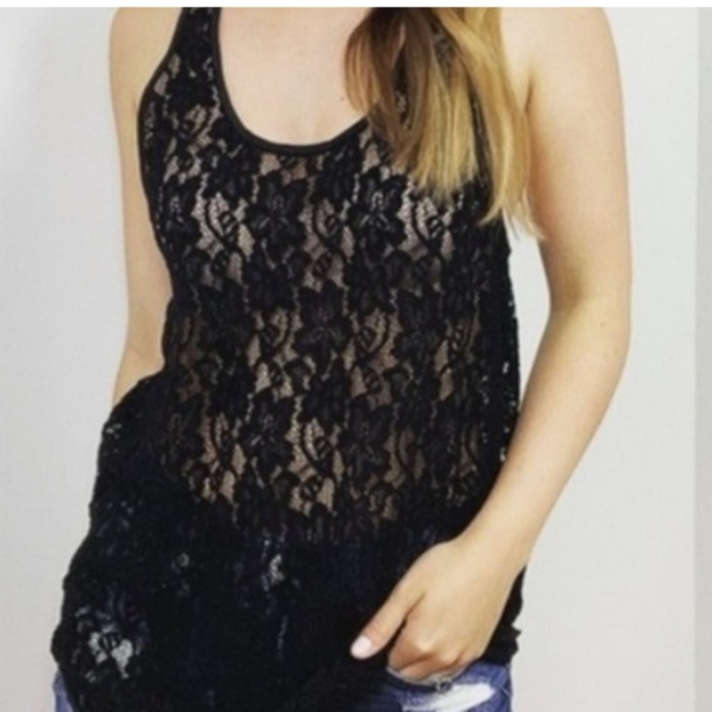 ARITZIA WILFRED Madeline Lace Tank Top - Black - Size S